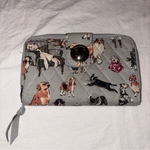 Quilted Dog Print Zipper Wallet – Gray